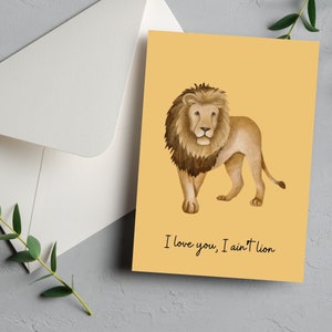 Tarjeta divertida Tarjeta de aniversario Tarjeta de San Valentín Tarjeta punny Tarjeta de león divertida Tarjeta de cumpleaños Tarjeta de parejas Tarjeta de amigo Tarjeta romántica Tarjeta de animal de amor
