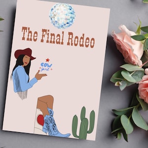 O cartão final de rodeio, cartão de despedida de solteira, cartão de noiva feliz, cartão de casamento engraçado, cartão de cumprimentos de noiva, cartão de noivado, presentes para noiva
