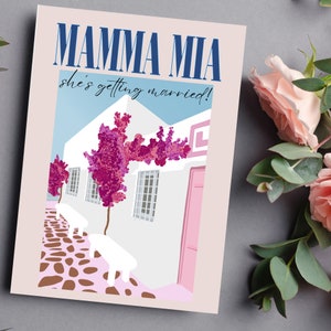 Biglietto di addio al nubilato a tema greco, invito per biglietto di auguri "Si sposa", invito per addio al nubilato, biglietto per festa di destinazione, addio al nubilato in Grecia