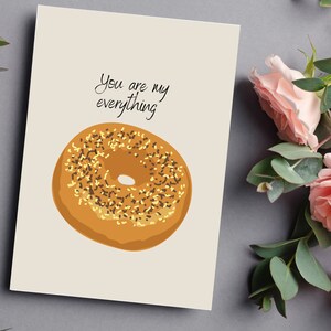 Lustige Karte Food Lover Karte Punny Karte Valentinstagskarte Bagel Liebhaber Jahrestagskarte Geburtstagskarte Paarkarte Romantische Karte Valentinstagsgeschenk