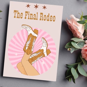 Cartão de rodeio final, cartão de despedida de solteira, cartão de noiva feliz, cartão de casamento engraçado, cartão de felicitações para noiva, cartão de noivado, presentes para noiva