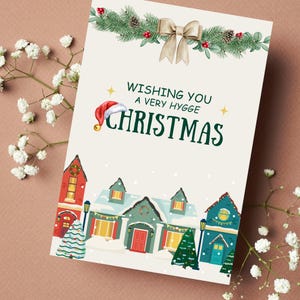 Desejando a você um Natal muito Hygge, Cartão de Natal Hygge, Cartão de Natal Dinamarquês, Cartão de Natal Aconchegante, Cartão de Boas Festas, Cartão de Natal em Família