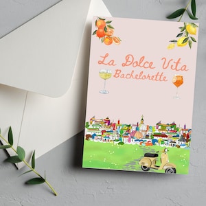 Cartão de despedida de solteira La Dolce Vita, convite de despedida de solteira, convite de despedida de solteira italiana, casamento na Itália, casamento no destino, cartão de noiva
