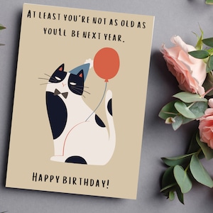 Carte d'anniversaire Carte d'anniversaire chat Carte d'anniversaire sarcastique Carte d'anniversaire drôle Carte d'anniversaire chérubin Carte blague papa Cadeau pour elle Cadeau pour lui
