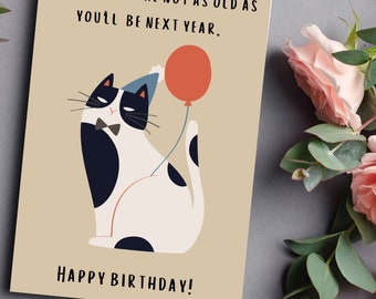 Carte d'anniversaire Carte d'anniversaire chat Carte d'anniversaire sarcastique Carte d'anniversaire drôle Carte d'anniversaire chérubin Carte blague papa Cadeau pour elle Cadeau pour lui