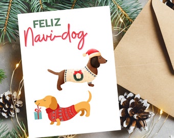 Christmas Card, Holiday Card, Dog Card, Dachshund Card, Punny Card