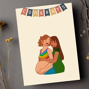 Baby-Dusche-Karte, Glückwunschkarte, Schwangerschaftskarte, Mütter, LGTBQ + , Schwangerschaftskarte, werdende Elternkarte, Elternkarte