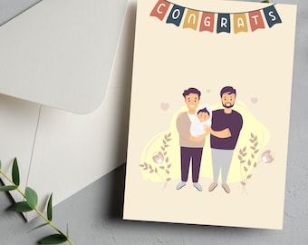 Baby Shower Card, Congratulations Card, Fathers To Be, LGTBQIA+, Expecting Parents, Parents To Be, Baby Card