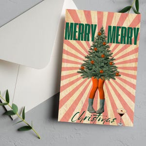 Cartão de Feliz Natal, Cartão de Natal Divertido para Amigos ou Família, Cartão de Boas Festas, Cartão de Natal Engraçado, Cartão de Natal de Elfo, Feliz Natal