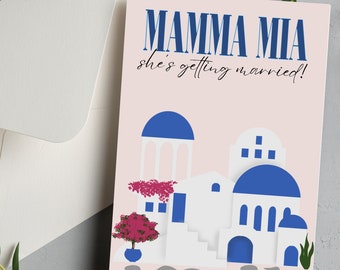 Greek Bachelorette Card, Destination Wedding, Destination Bachelorette, Greek Themed Bachelorette Party Invitation, Destination Party Card