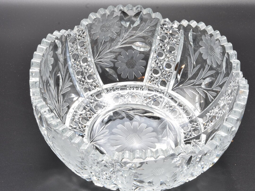 8 Cut Crystal Bowls Early 20th Century Etsy