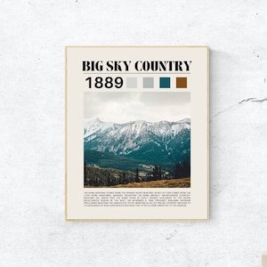 Montana Big Sky Country Turismo Cartel Pared Decoración Descarga Digital 5 Tamaños