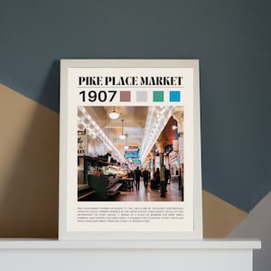 Pike Place Market Seattle Tourism Poster Wall Decor Digital Download 5 Sizes