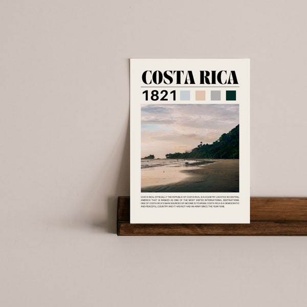 Costa Rica Tourism Poster Wall Decor Digital Download 5 Sizes