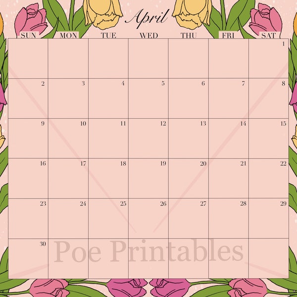 2023 Tulip Calendar Etsy
