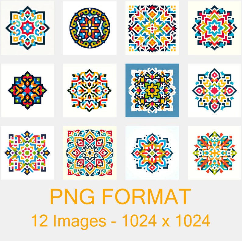 12 Pack Arabic Patterns | Zelig | Tile | Colorful - PNG Format - Etsy