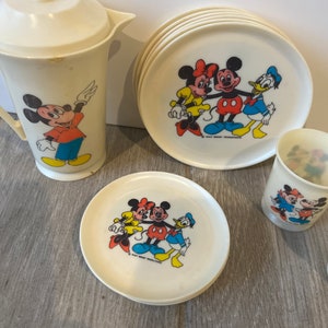 Vintage Mickey Mouse plastic dish set