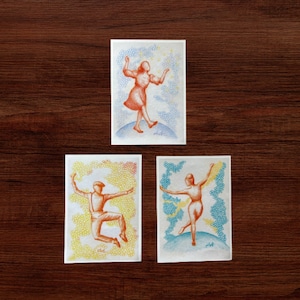 Lot 3 cartes postales colorées danseurs
