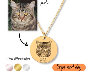 Ready-to-Ship Custom Pet Portrait Necklace Unique Christmas Gifts for Her Personalized Jewelry for Women Best Friend Cat Mom Necklace