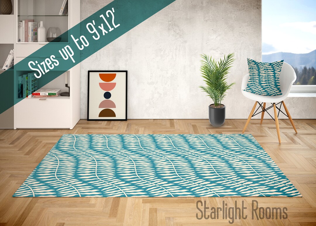 Botanical Area Rug, Indoor Outdoor Carpet, Groovy Trippy Retro Fern ...