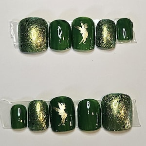 Green Fairy Press-On Nails | Extra Short Squoval | Available in XS, S, L