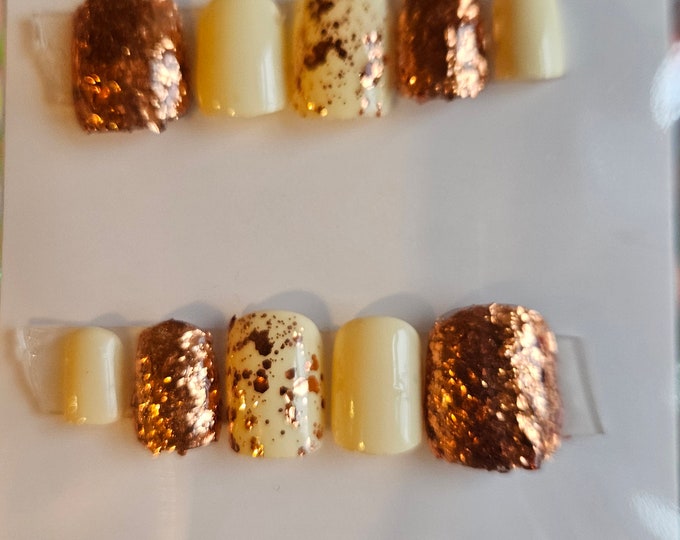 Bronze Glitter Press On Nails Set