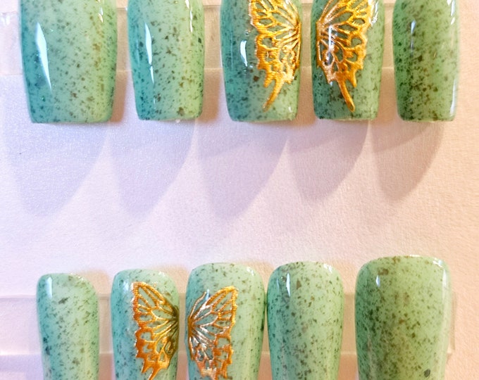 Spring Butterfly Press On Nails Set
