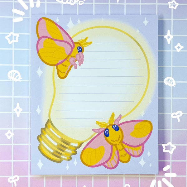 Rosy Maple Moth Memo Pad: Kawaii Cottagecore Stationery