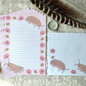 Juego de cartas A5 de Isopod Stationery - Papaya Isopod - Lindo bicho del bosque kawaii con temática cottagecore