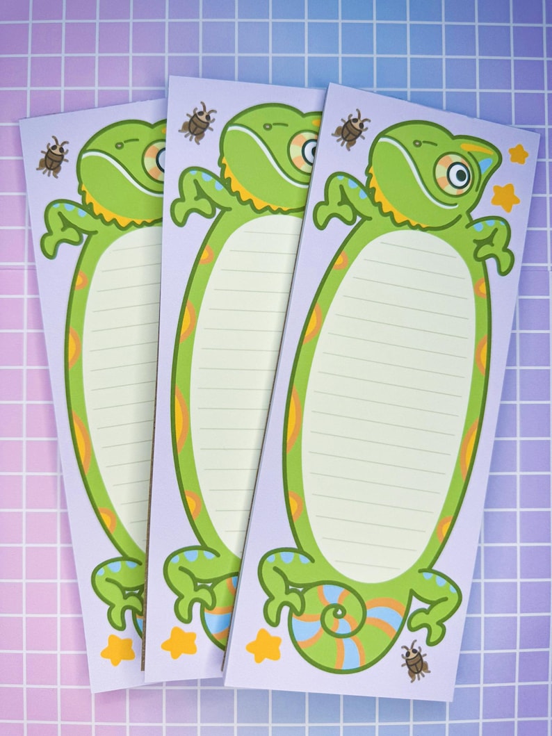 Cute Chameleon Memo Pad, Kawaii Cute Memo Pad, Reptile Notepad, Journal ...