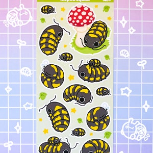 Cute Gestroi Isopod Bug Forest Stickers Sticker Sheet, Isopod Roly Poly Pill Bug Stickers Sheet, Kawaii Sticker for Journal Notebook Planner