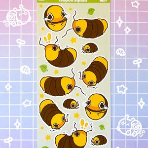Cute Rubber Ducky Isopod Bug Forest Stickers Sticker Sheet, Isopod Roly Poly Pill Bug Stickers Sheet, Stickers for Journal Notebook Planner