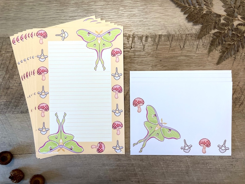 Luna Moth Stationery Set: Spooky Cottagecore Letter Writing Paper - Etsy
