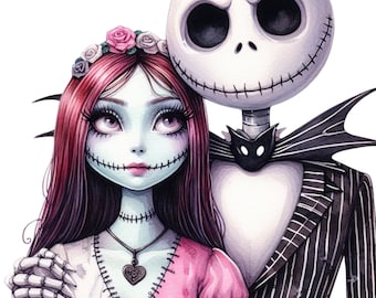 9 Halloween Skeleton Couple Clipart PNG Bundle 9 Images | Matching Halloween Shirt Png | Spooky Valentine Love | Instant Download