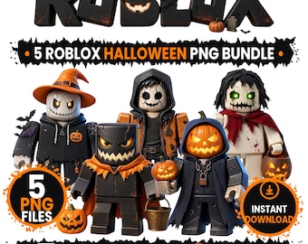 Roblox Halloween PNG.  Set of 5 terrifying images to print wherever you like.