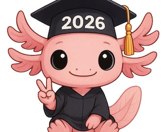 Axolotl Graduation 2026. Set of 11 high resolution images. Instant digital download. Png format.