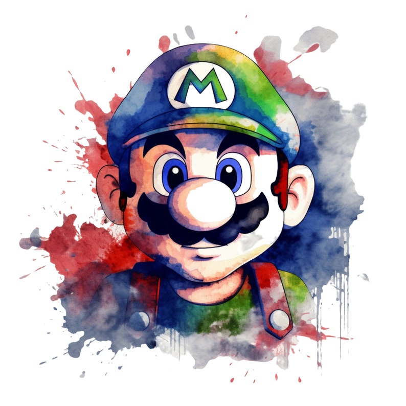 Mario Bros Watercolor Png. Set of 7 Clip-art Images - Etsy UK