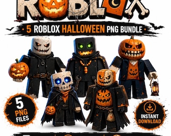 Roblox Halloween PNG Bundle 5 Images | Roblox Halloween Costume Clipart | Gamer Halloween Shirt | Sublimation PNG | Instant Download