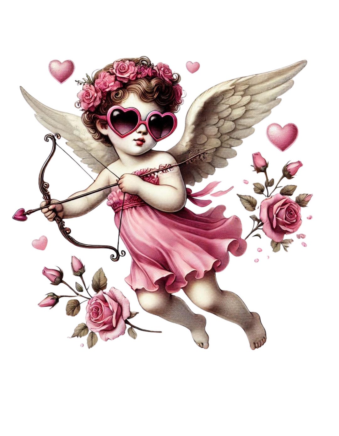 Valentines Day. Retro Cupid Valentine PNG. Vintage Valentines Day