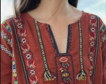 Bestickte Bluse für Frauen, Ukrainische Bluse, Boho Hemd, Vyshyvanka, Mexikanische bestickte Bluse, traditionelle ethnische Bluse,Blumenbluse