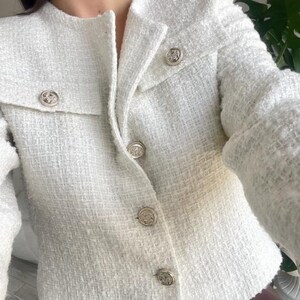 White Tweed Basic Coat