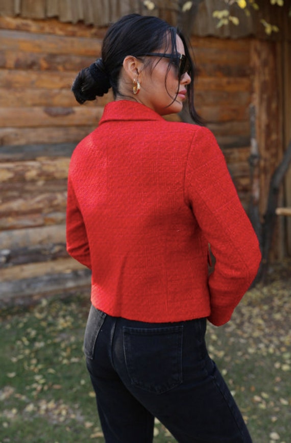 Red tweed jacket ladies best sale