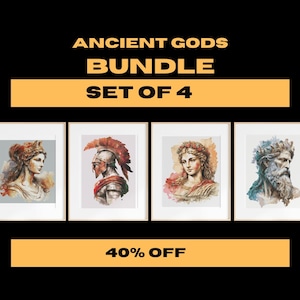 Set of 4 BUNDLE Ancient Gods Cross Stitch Pattern, Ancient Greek Gods, Aphrodite, Zeus, Achilles, Athena, Mythology, Mystic, Goddess, Gods