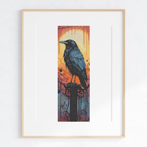 Nocturnal Messenger Cross Stitch Pattern, Vintage Raven X-Stitch Chart, Pattern Keeper Compatible PDF