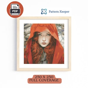Red Riding Hood Cross Stitch Pattern, Wolf and girl, Fantasy Forest Design, Pattern Keeper Compatible PDF