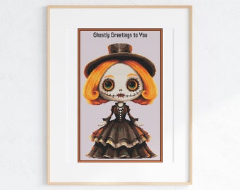 Stitching Spooktacular: Punny Halloween Dolls, Gothic Spooky Halloween Cross Stitch Pattern, Pattern Keeper Compatible PDF Download