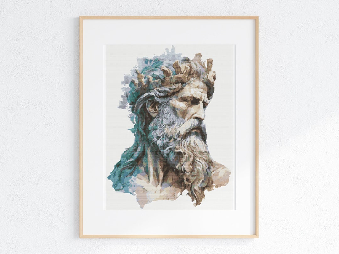 Zeus Cross Stitch Pattern, Ancient Greek Bust, Pattern Keeper ...