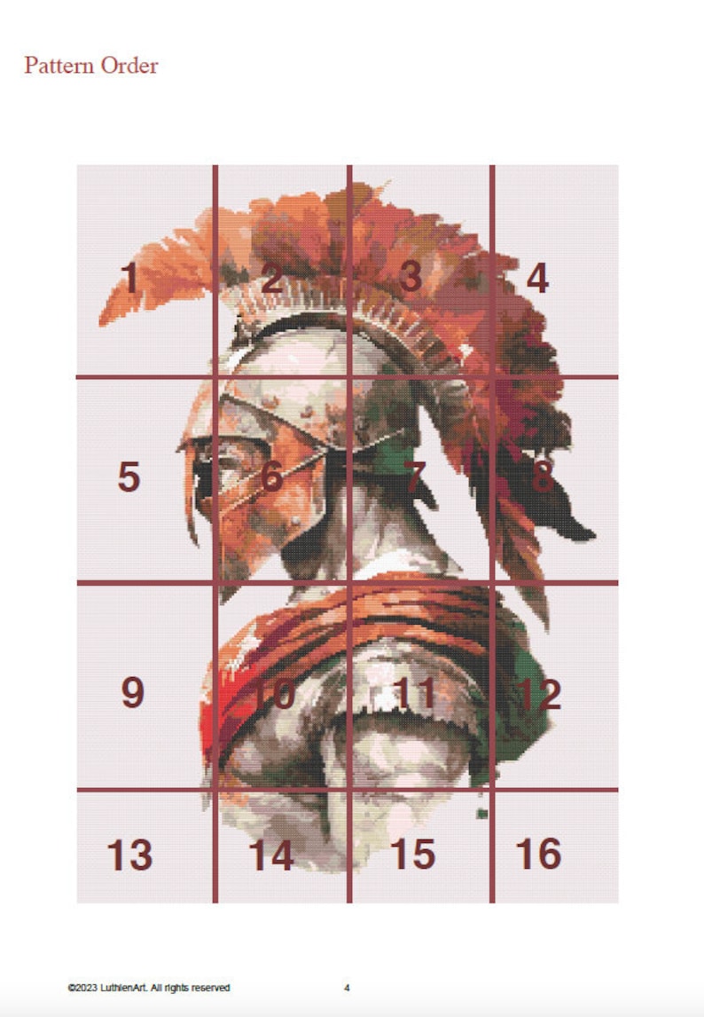 Achilles Cross Stitch Pattern, Ancient Greek Bust, Trojan, Pattern Keeper Compatible PDF image 7