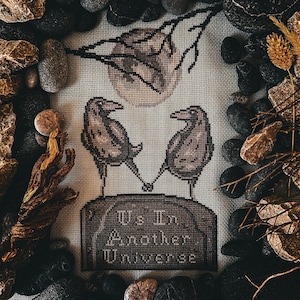 Crow Cross Stitch Pattern, Crow Lovers Cross Stitch, Crows hold hands Cross Stitch, Gothic Raven Cross Stitch, Gothic Animal Cross Stitch
