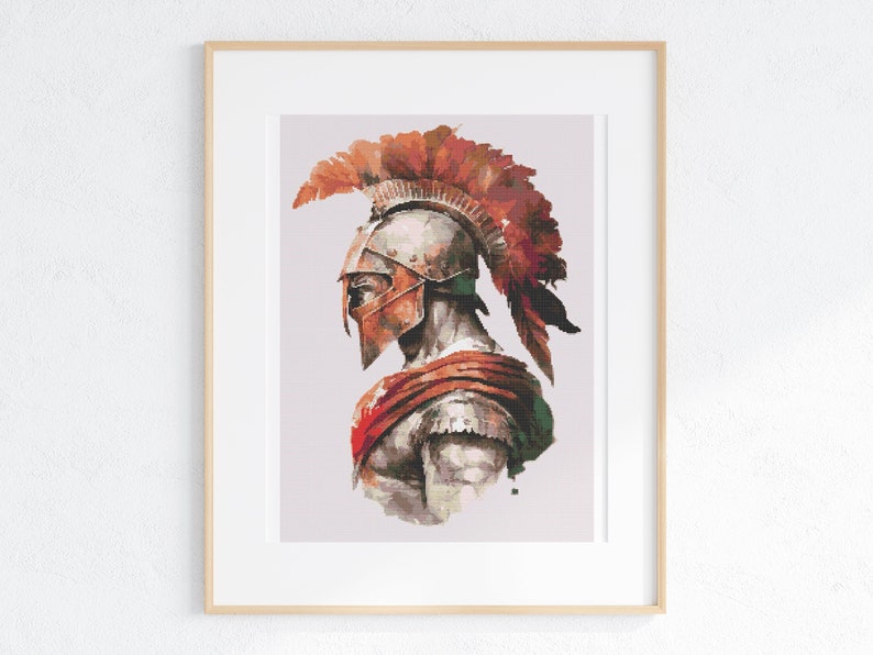 Achilles Cross Stitch Pattern, Ancient Greek Bust, Trojan, Pattern Keeper Compatible PDF image 1